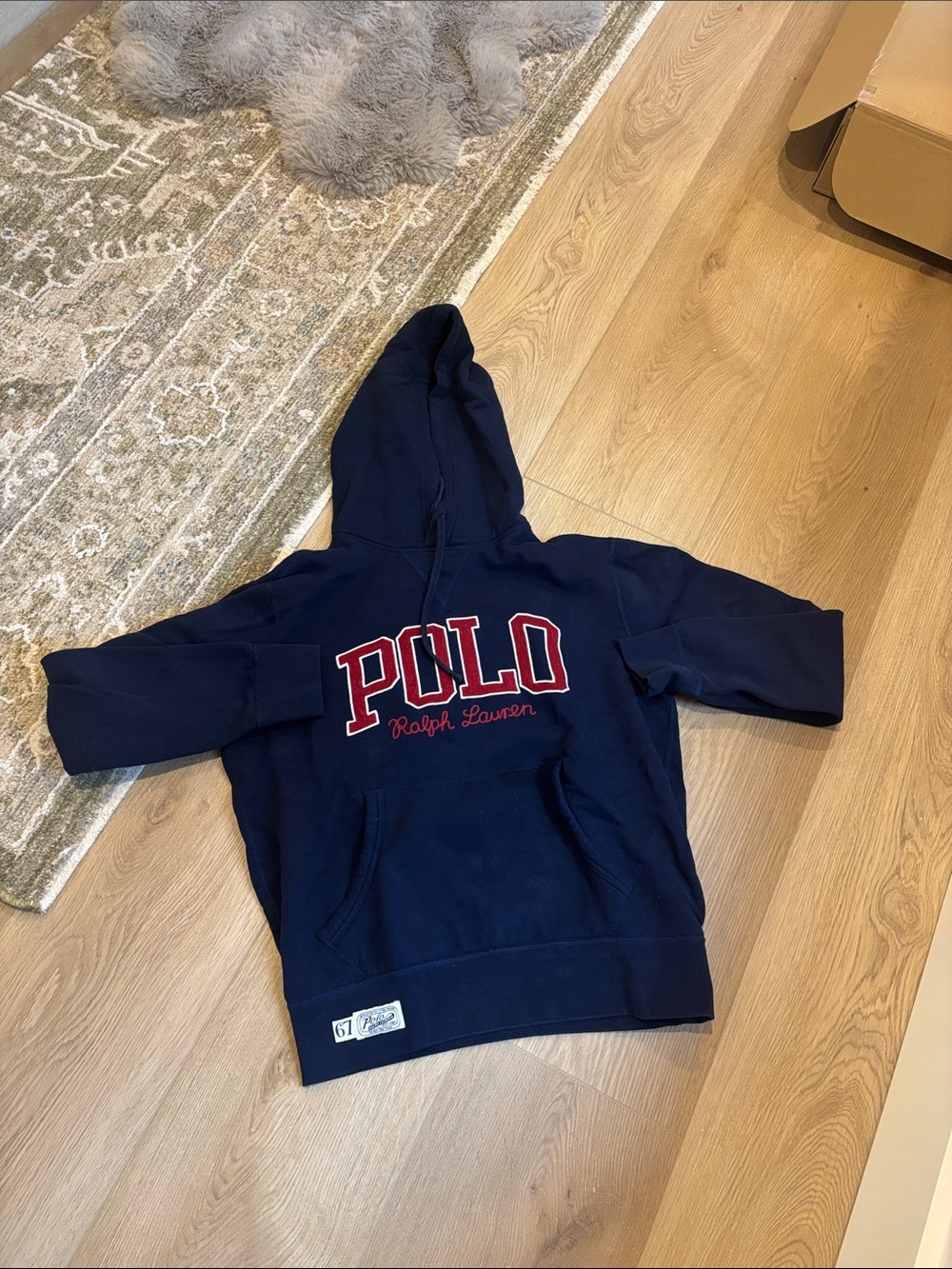 Polo by Ralph Lauren Navy Hoodie with Red and White Logo